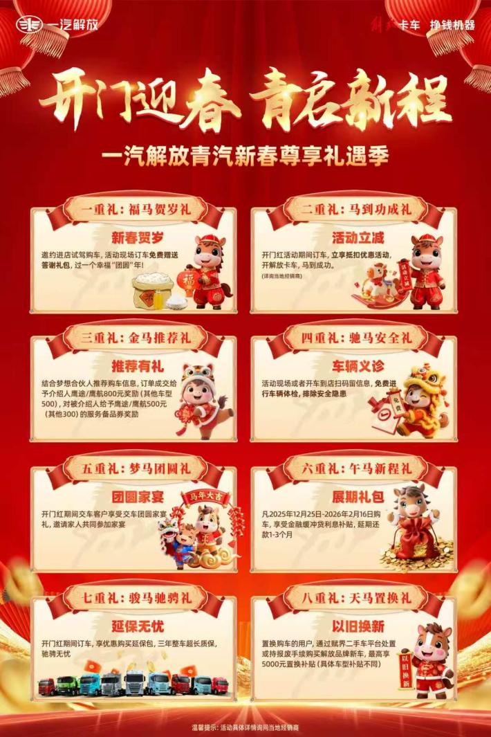 助力用户喜迎马年“开门红” 一汽解放新年惊喜礼遇来了 助力用户喜迎马年“开门红” 一汽解放新年惊喜礼遇来了