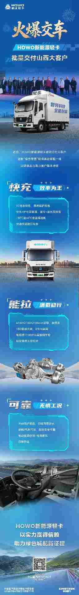 火爆交车HOWO新能源轻卡批量交付山西大客户